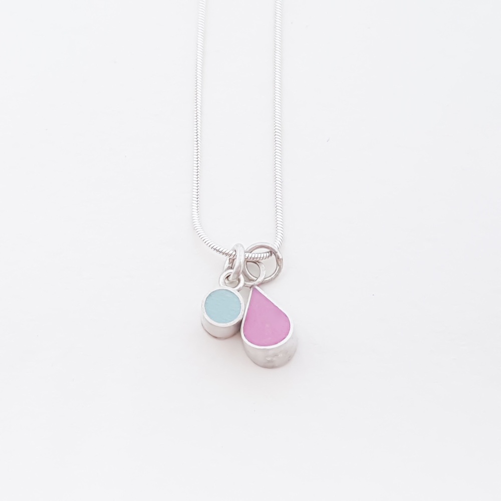 Double Colour Drop Interchangeable Pendant Necklace (Choice of colours)