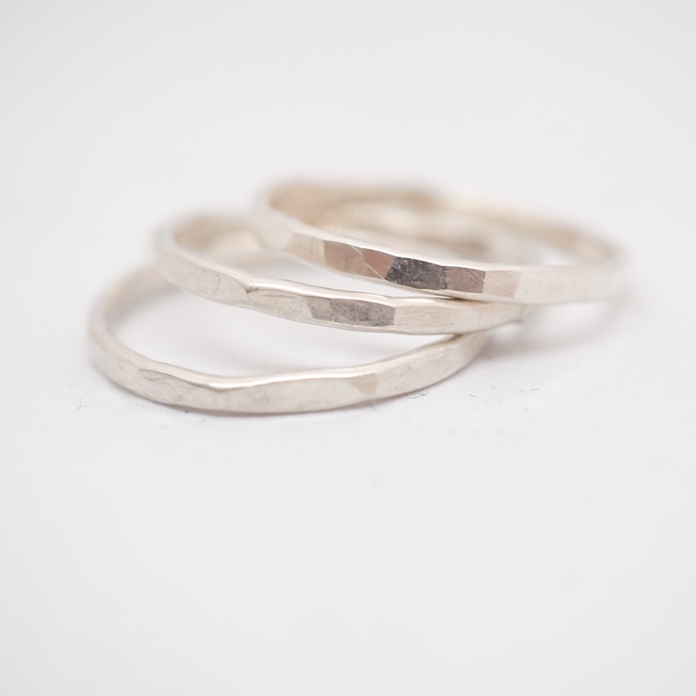 Trio of Skinny Sterling Silver Stacking Rings