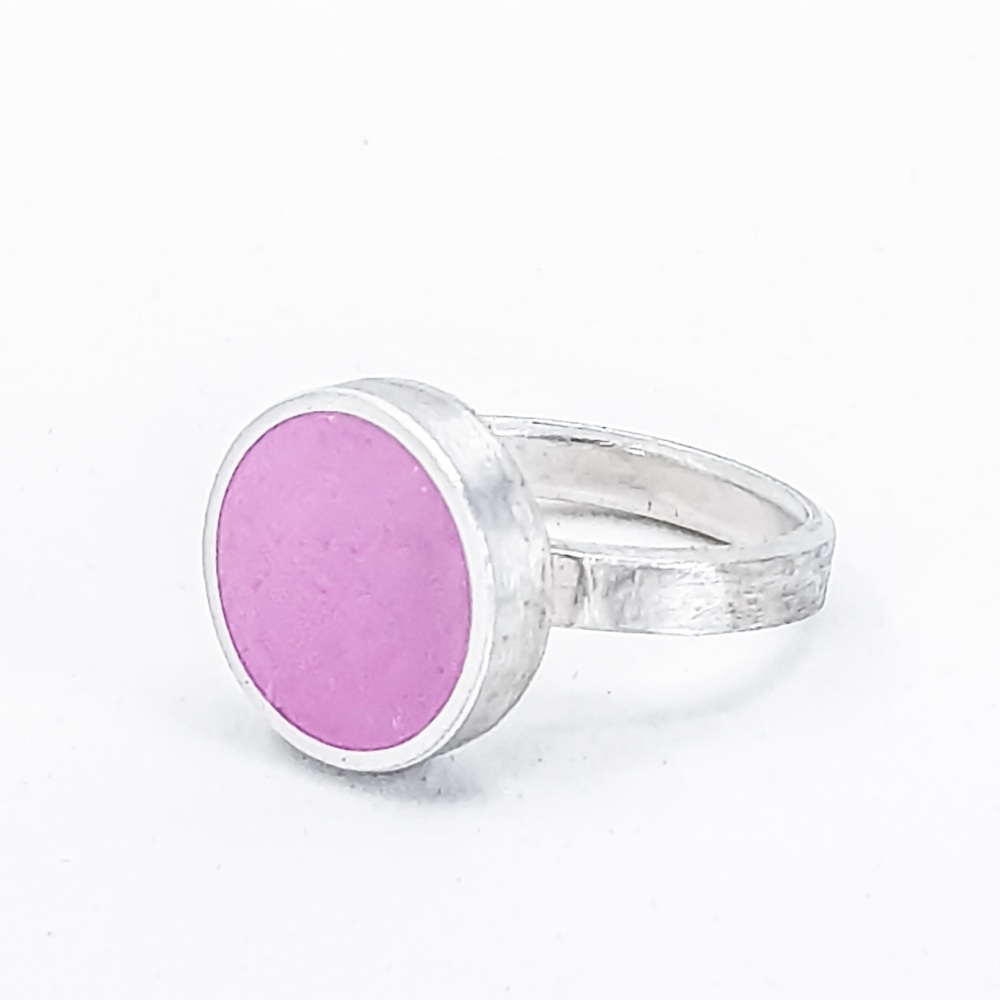 Large Rapsberry Pink Colour Dot Ring Size O