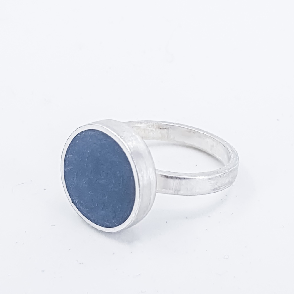 Large Midnight Blue Colour Dot Ring Size S 