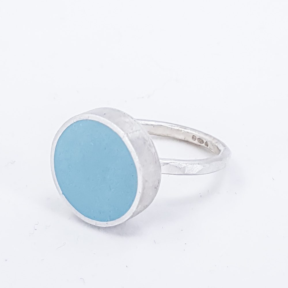 Large Turquoise Colour Dot Ring Size R