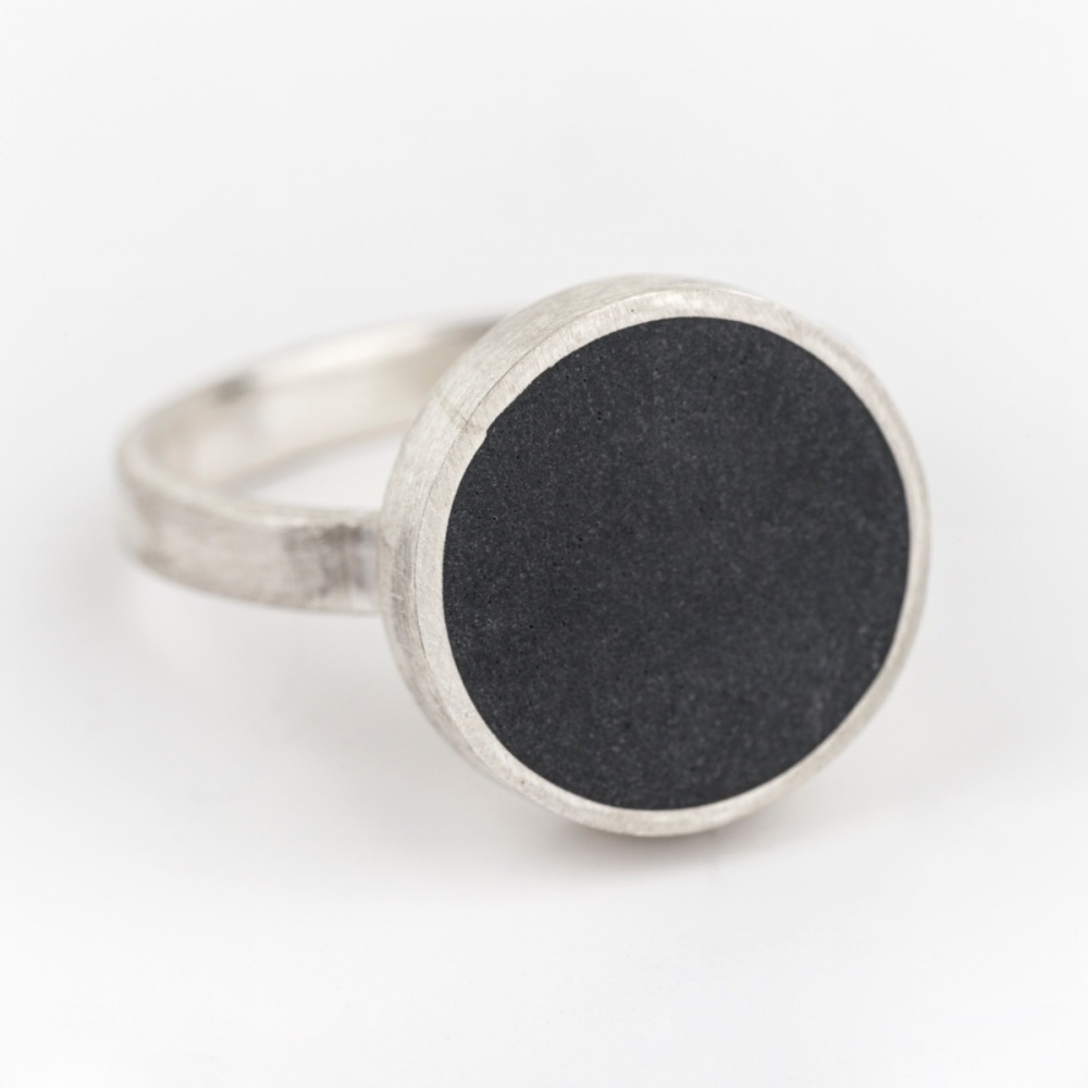 Large Dark Grey Colour Dot Ring Size T 