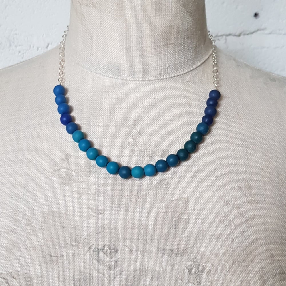 Beaded Sterling Silver Chain Necklace in Turqouise and Teal