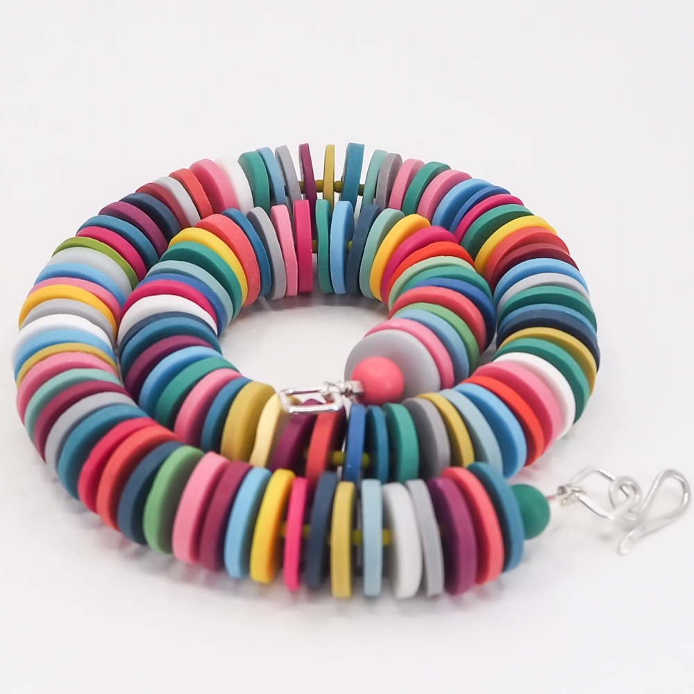 Large Disc Bead Necklace in Bright Multi Colours
