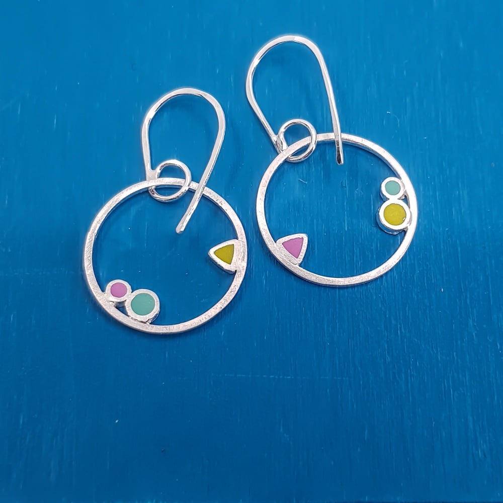 Inside Dot Little Dangly Hoop Earrings (various colour choices)