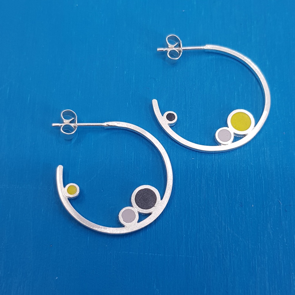 Inside Dot Small Hoop Stud Earrings (various colour choices)