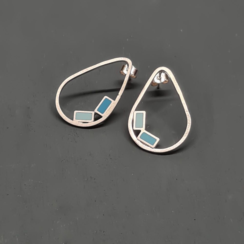 Raindrop Inside Dot Recycled Silver Stud Earrings  