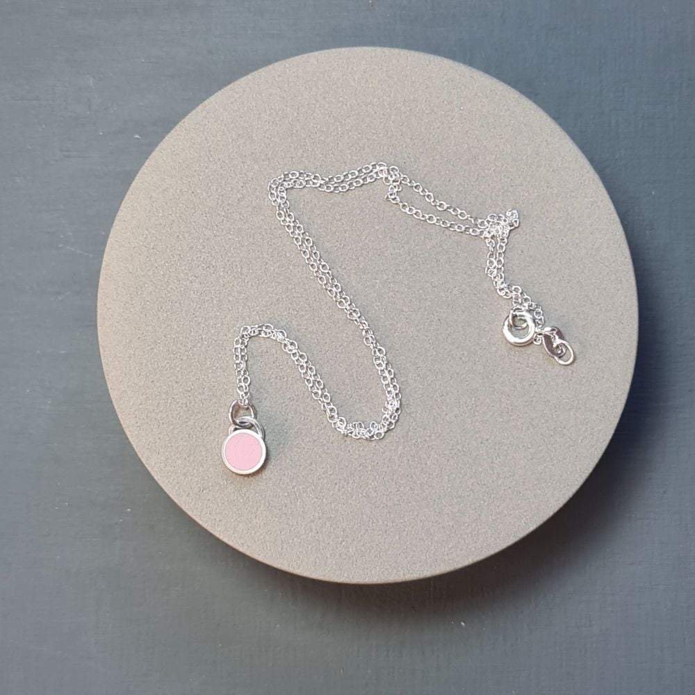 Small Colour Dot Pendant in Pale Pink