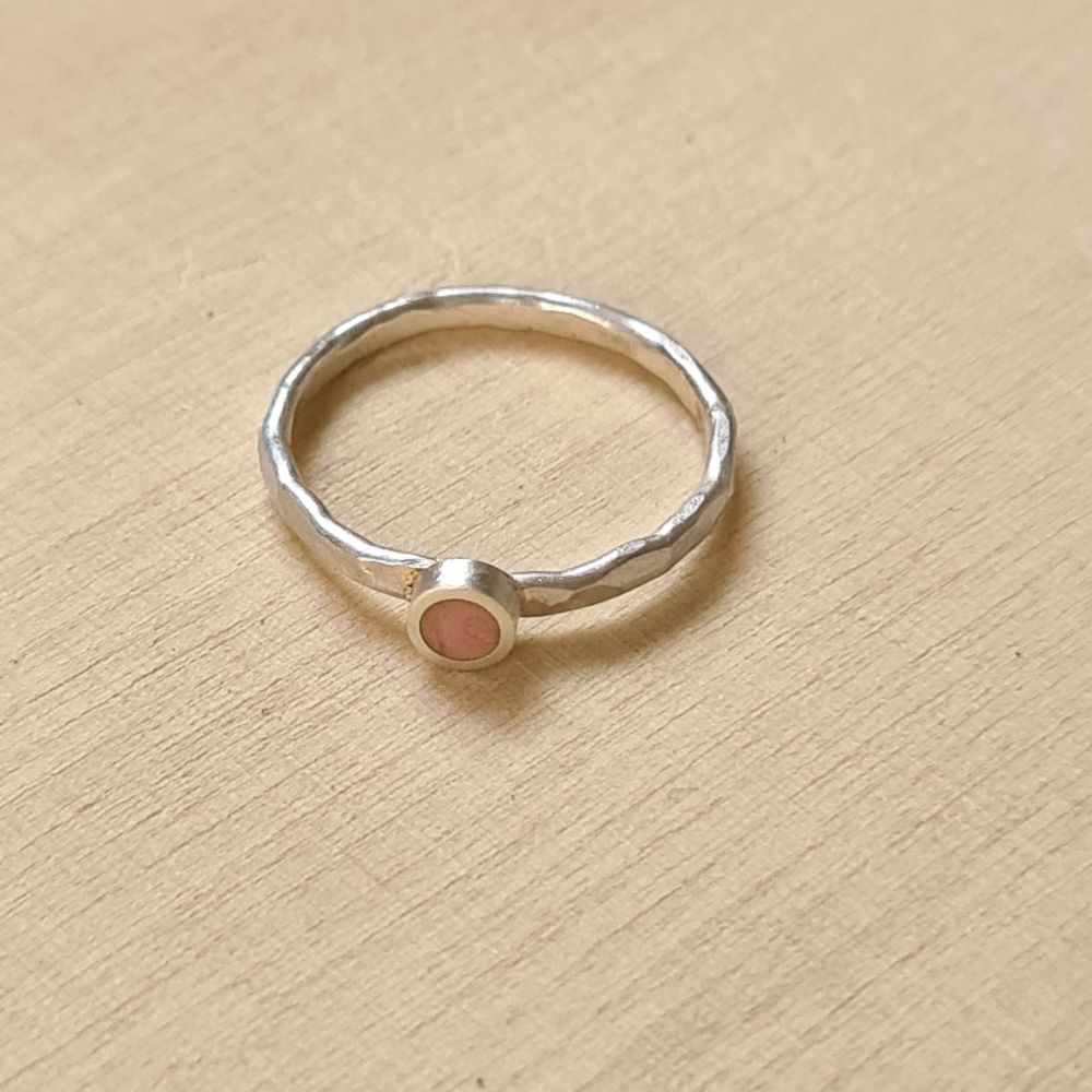 Colour Dot Stacking Ring Peach Pink Circle Size J
