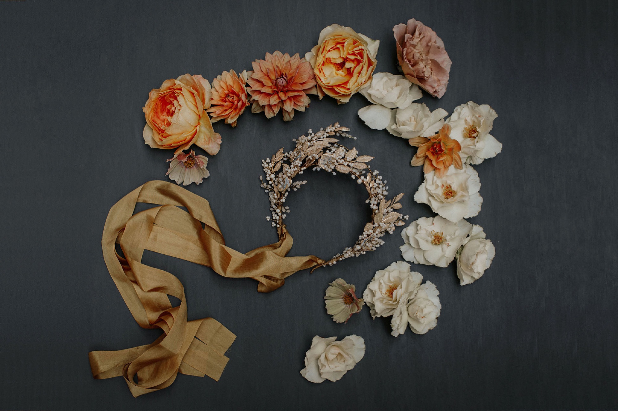 Handmade floral bridal crown by Clare Lloyd Accessories Image by Oxi Photography