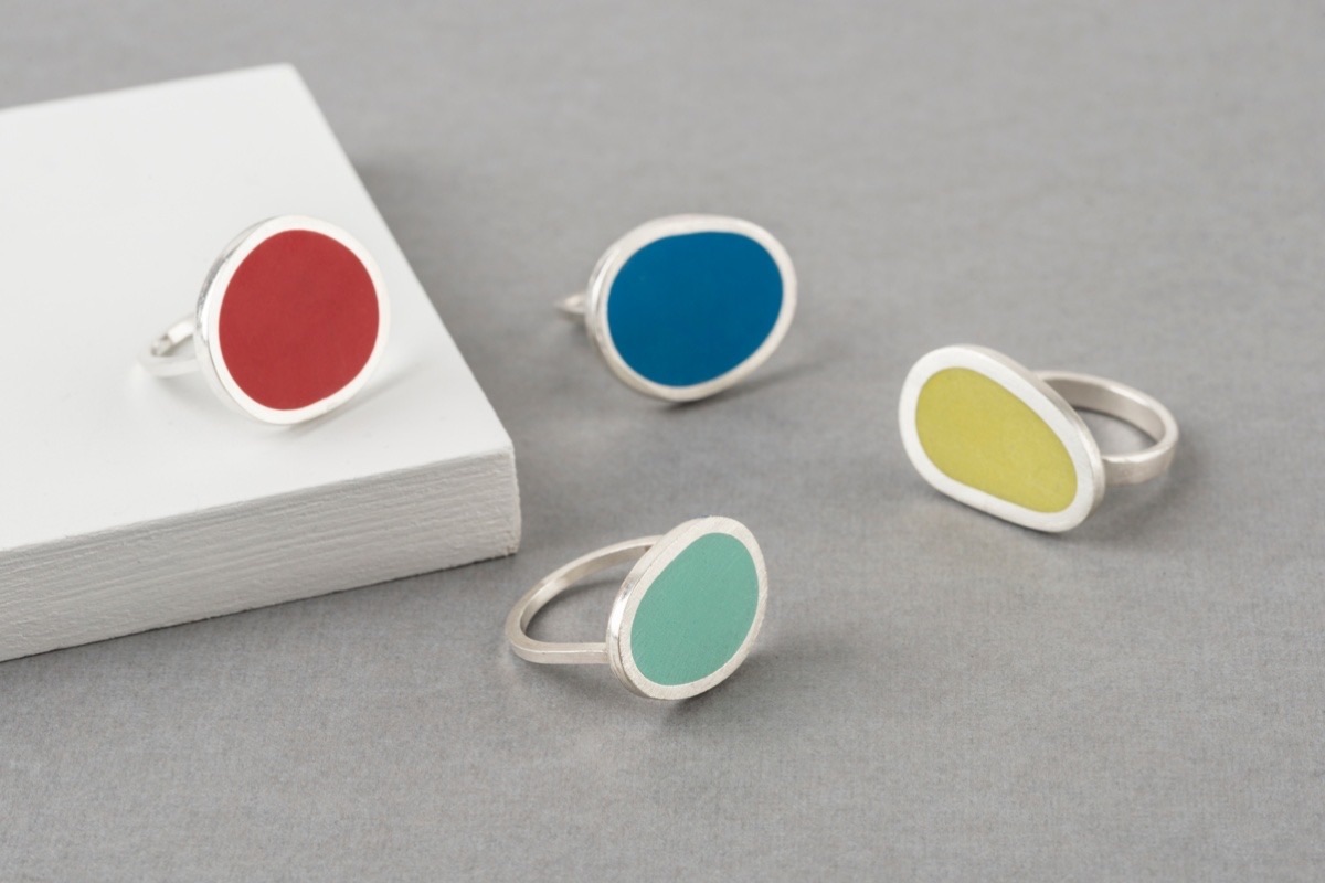 Colour Dot recycled sterling silver statment rings Colour Designs