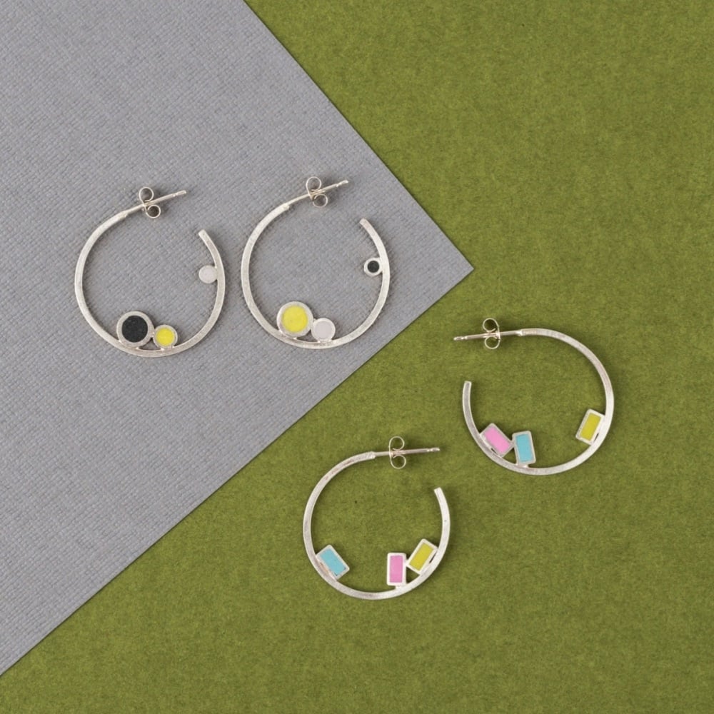 Inside Dot Small Hoop Stud Earrings (various colour choices)