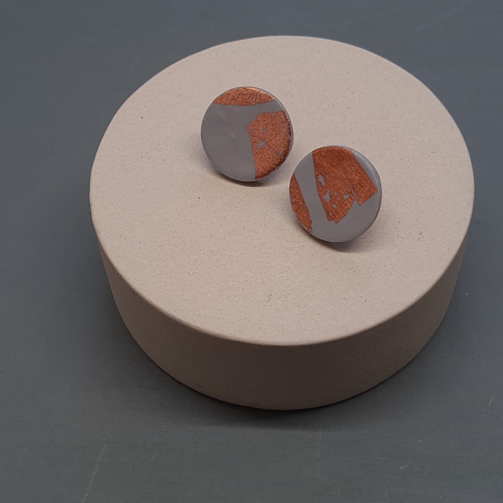 Giant Metallic Studs in Grey and Copper