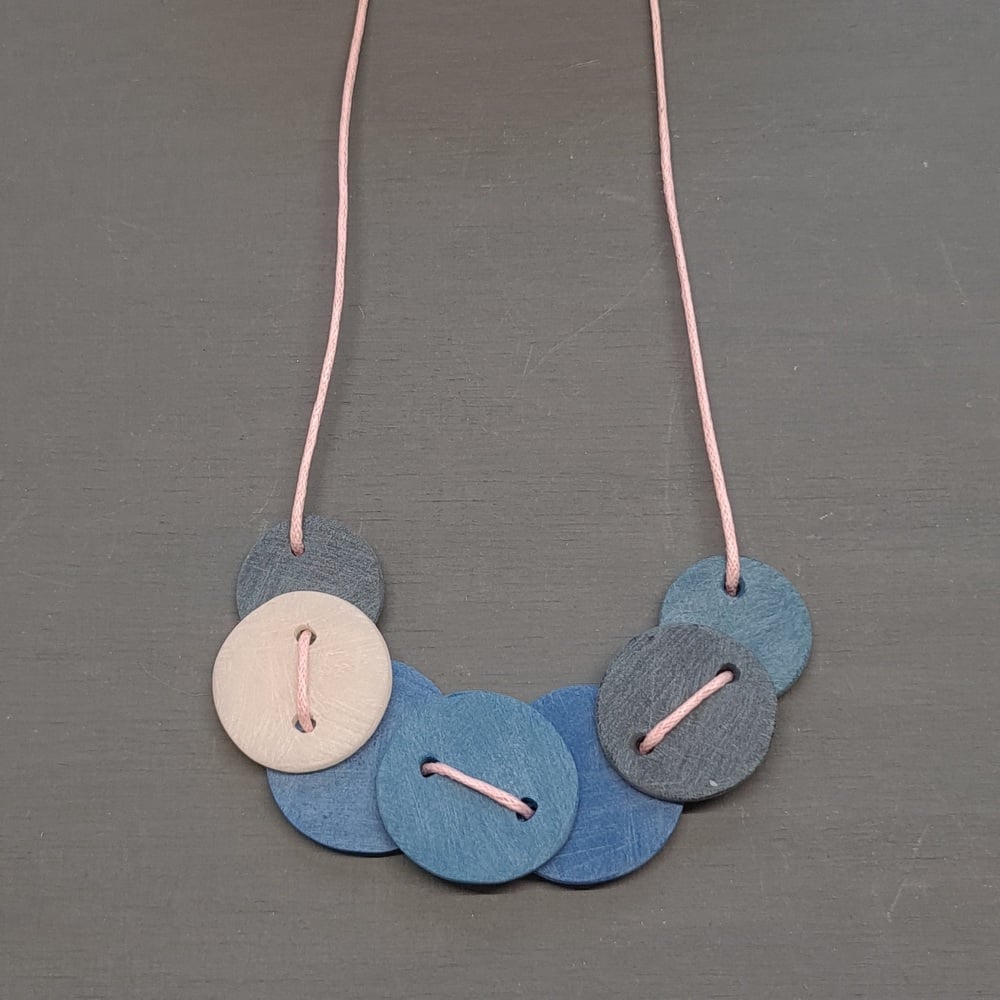 Little Stitched Necklace in shades of blue