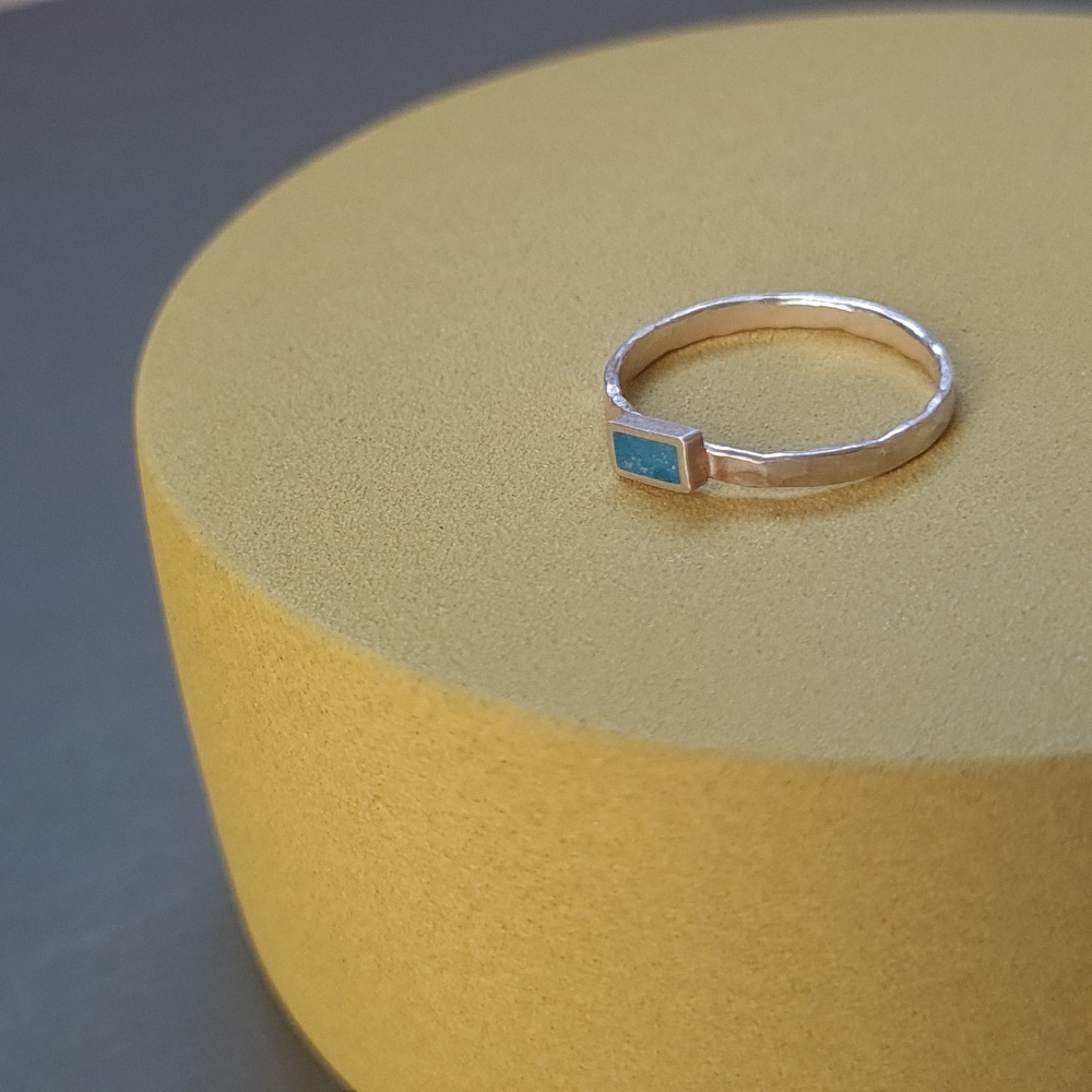 Colour Dot Stacking Ring Cobalt Blue Rectangle Size M