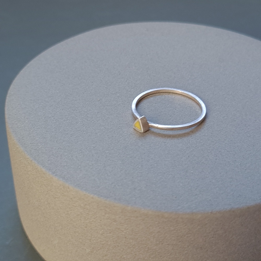Colour Dot Stacking Ring Yellow Triangle Size P