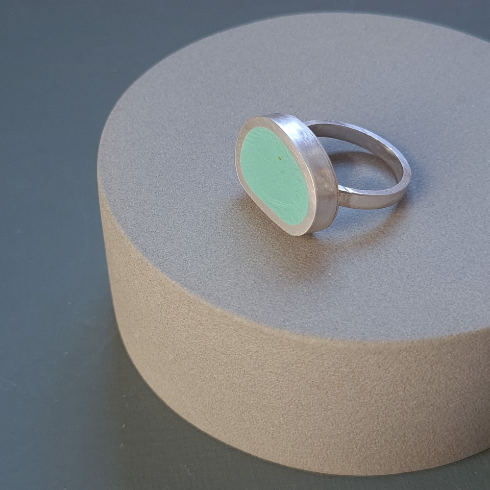Mishape Large Sea Green Ring Size S