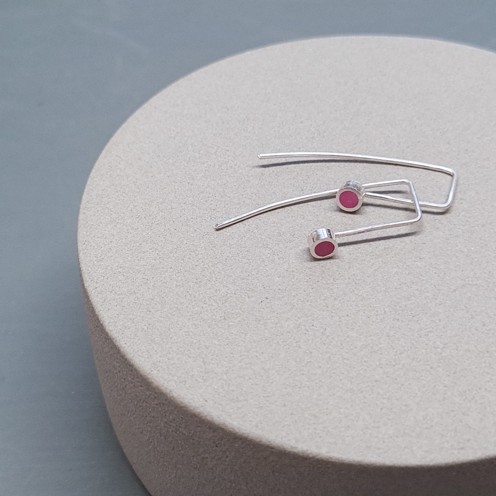 Contemporary Dot Earrings - Pink Circle