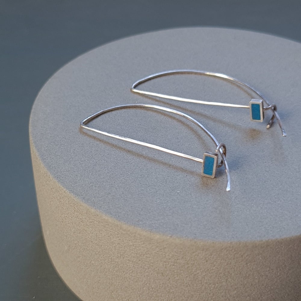 Colour Dot Sterling Silver Clip Fastening Earrings in Cobalt Blue