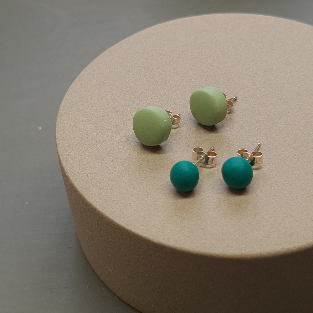 Multi Set of Polymer Clay Studs - two green/teal pairs