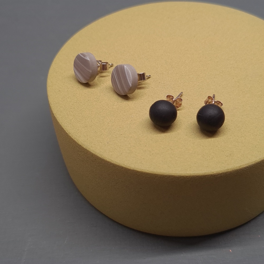 Multi Set of Polymer Clay Studs - two grey and black pairs