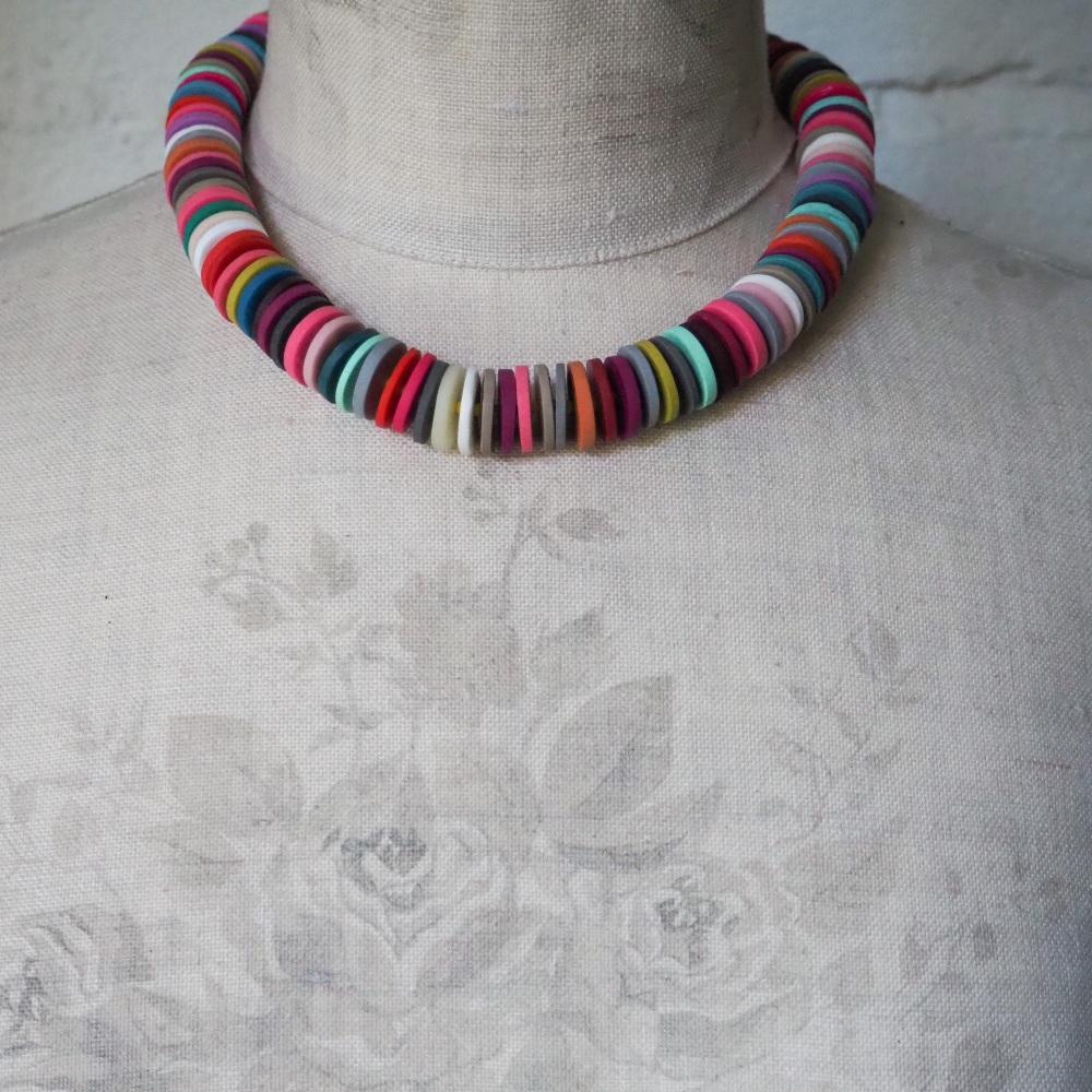 Large Disc Bead Necklace in Multi Colours