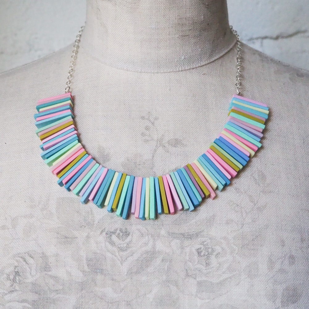 Modern Deco Necklace in Pastel Colours