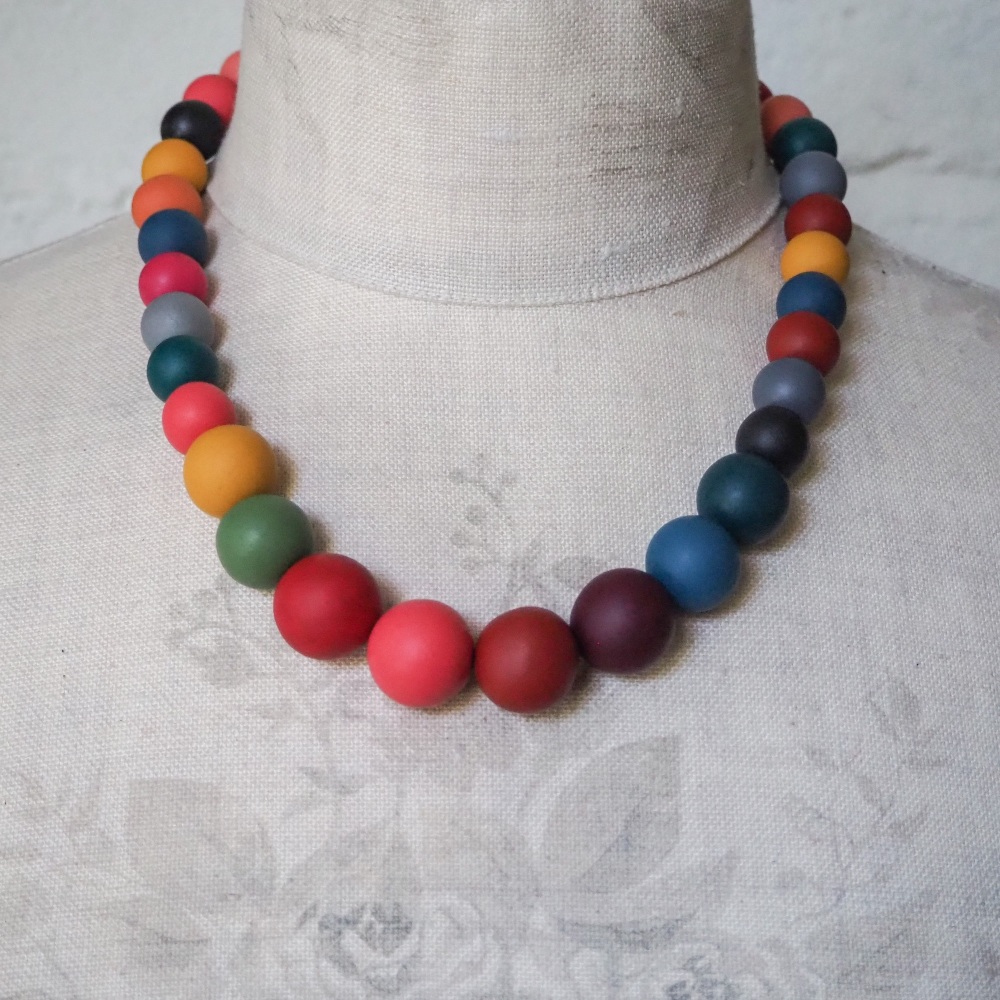 Graduated Bead Necklace in Autumn Colours