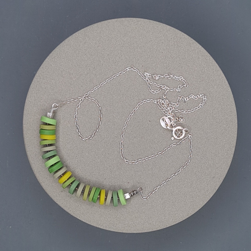 Little Disc Necklace Greens and Greys