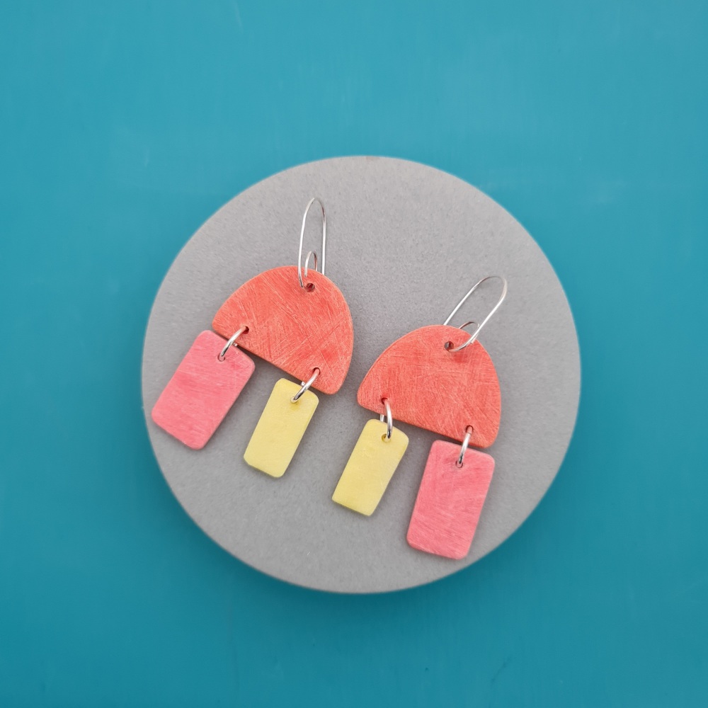 Jelly Fish Earrings Orange, Pale Red and Yellow