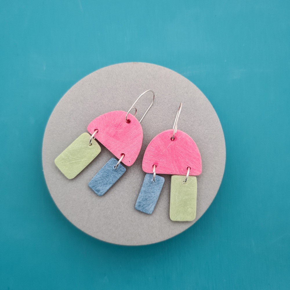 Jelly Fish Earrings Pink, Blue and Green
