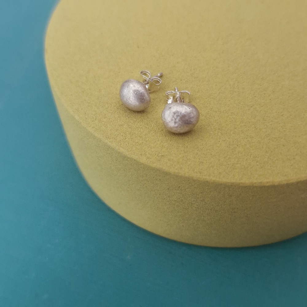 Large Recycled Sterling Silver Lunar Dot Studs