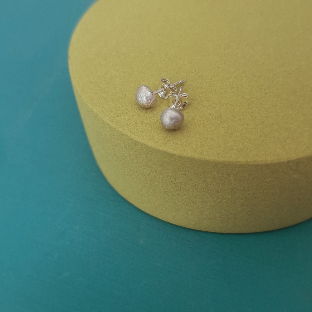 Small Recycled Sterling Silver Lunar Dot Studs
