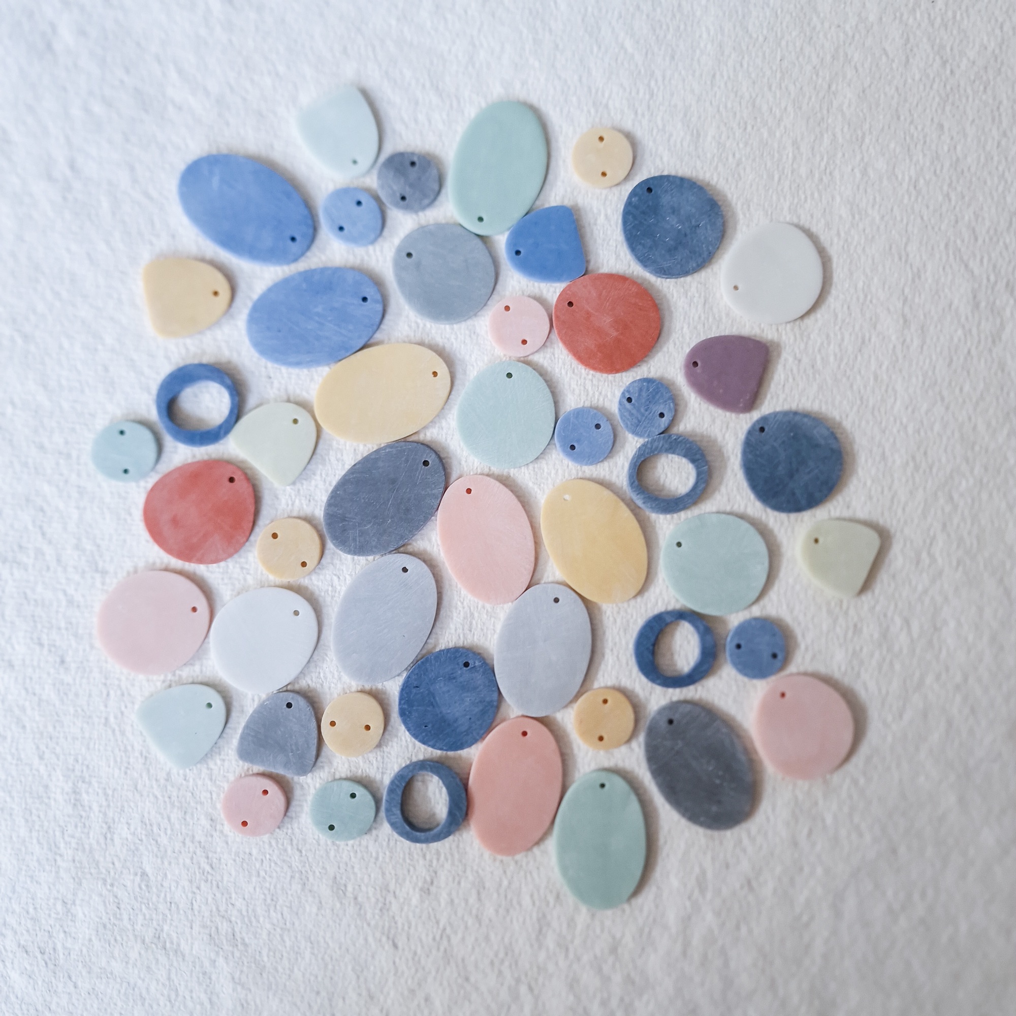 Polymer clay earring beads after sanding