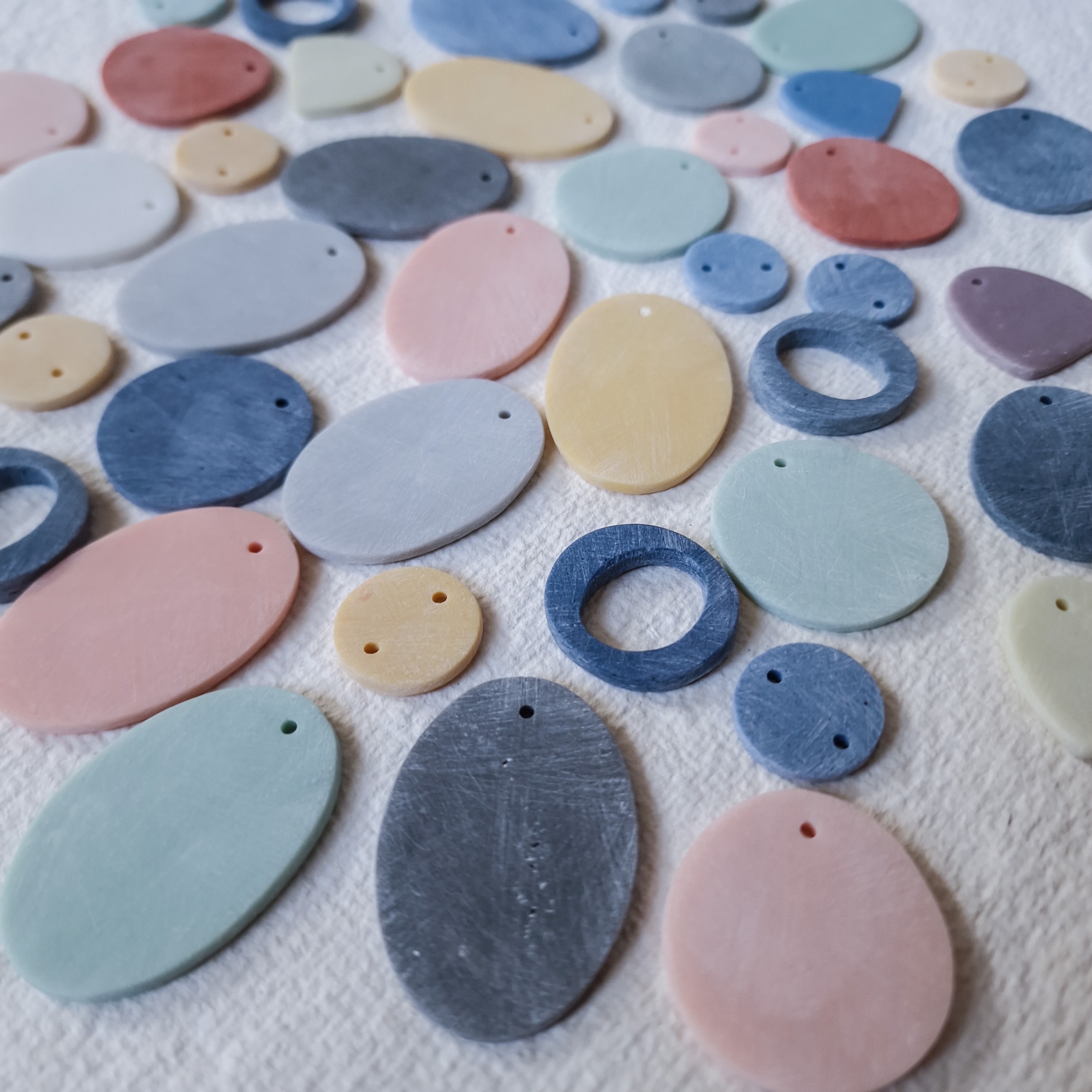 Polymer clay beads sanded ready to be made into earrings