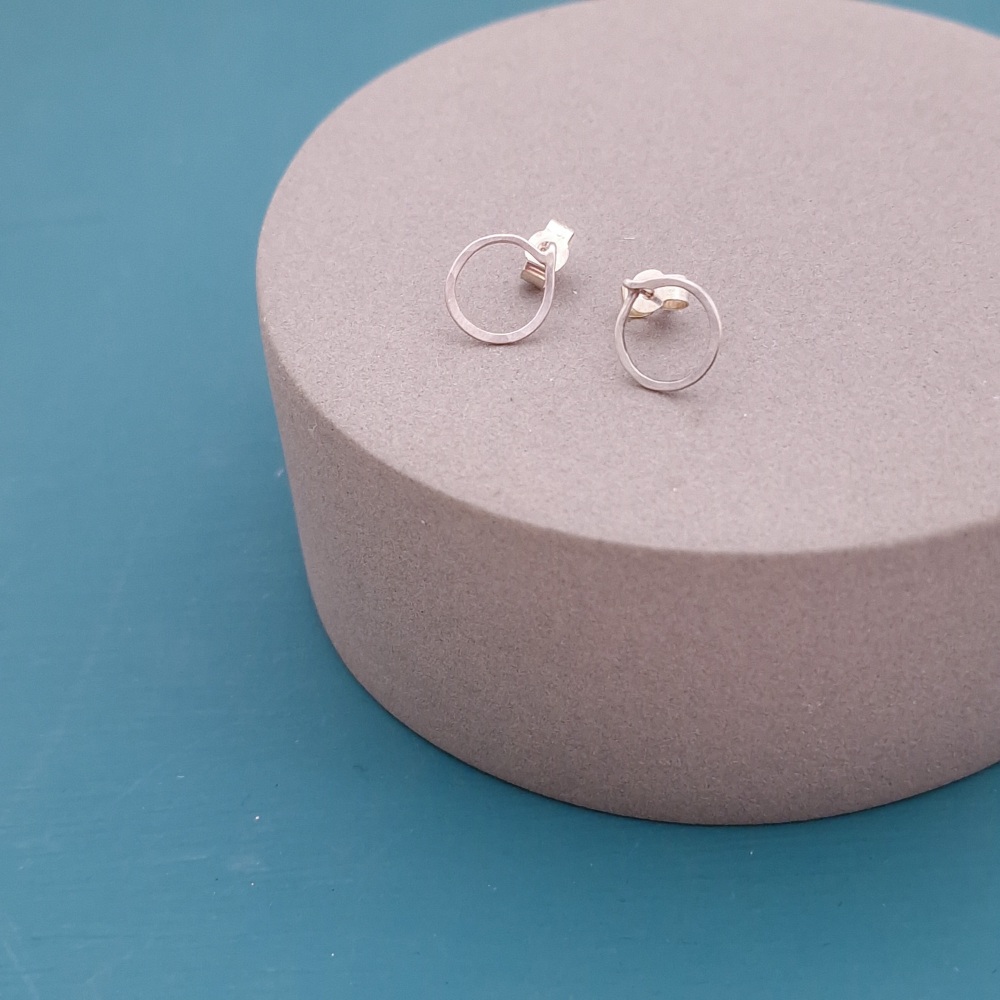 Recycled Sterling Silver Studs - Small Freeform Circles
