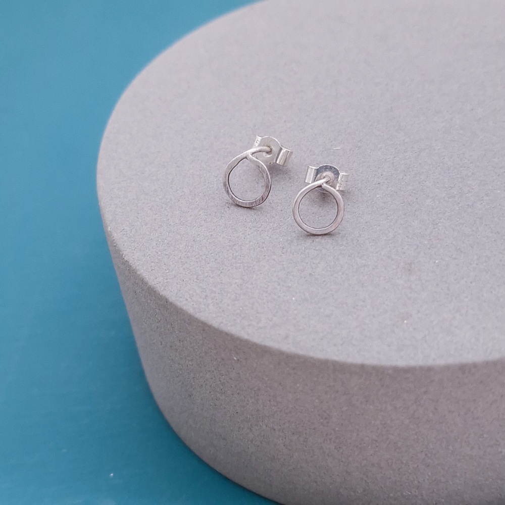 Recycled Sterling Silver Studs - Tiny Freeform Circles