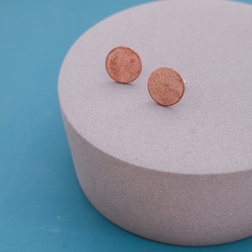 Recycled Sterling Silver and Copper Circle Studs