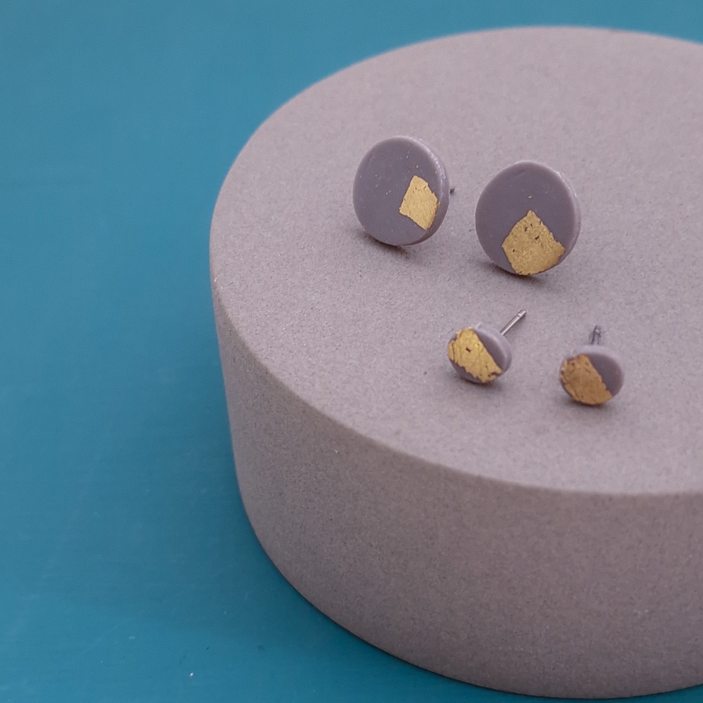 Multi Set of Polymer Clay Metallics Studs - Grey and Gold
