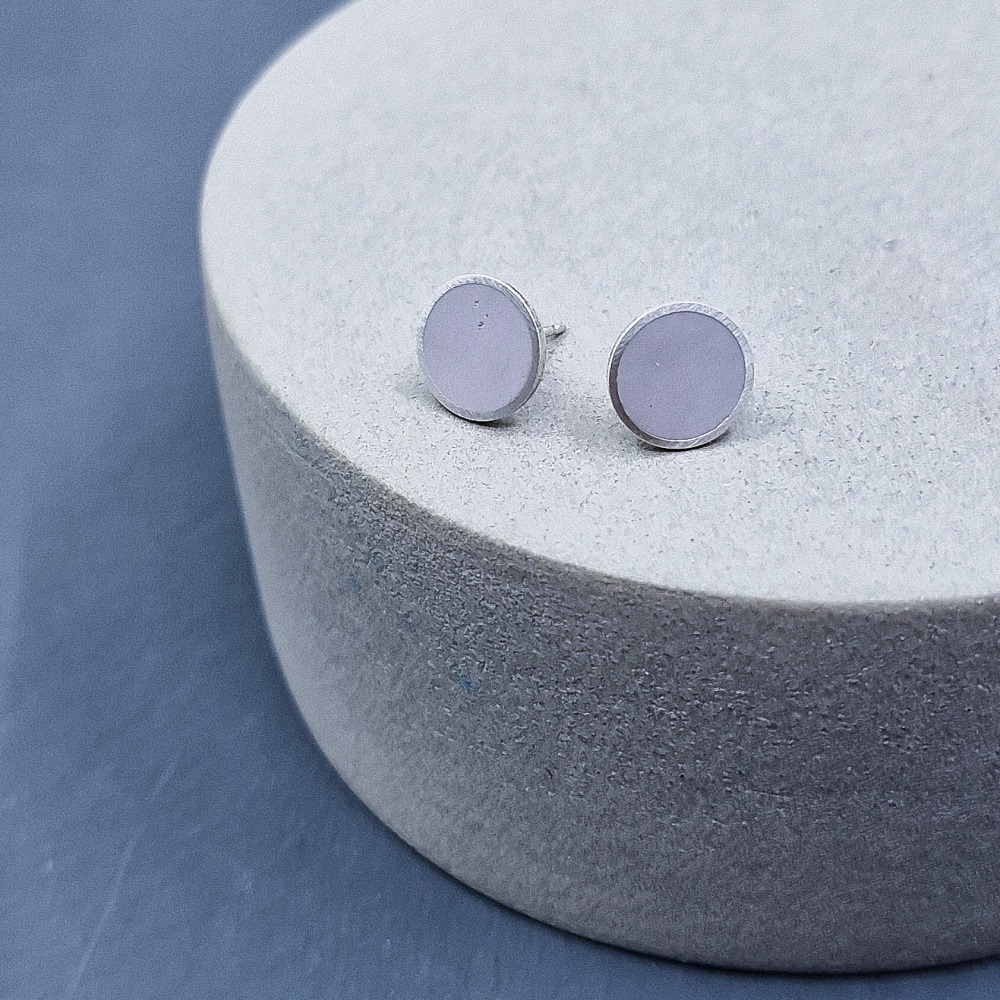 Colour Dot Studs - Large - Pale Warm Grey