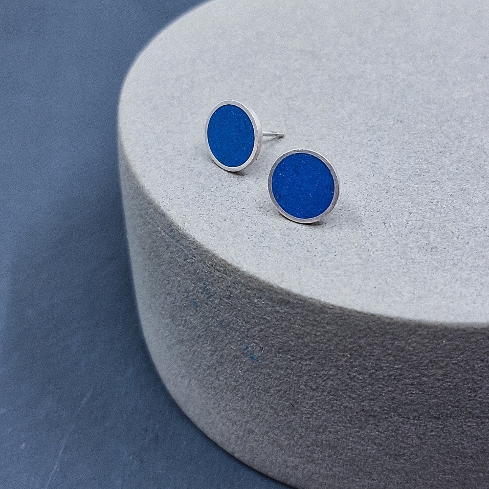 Colour Dot Studs - Large Blue