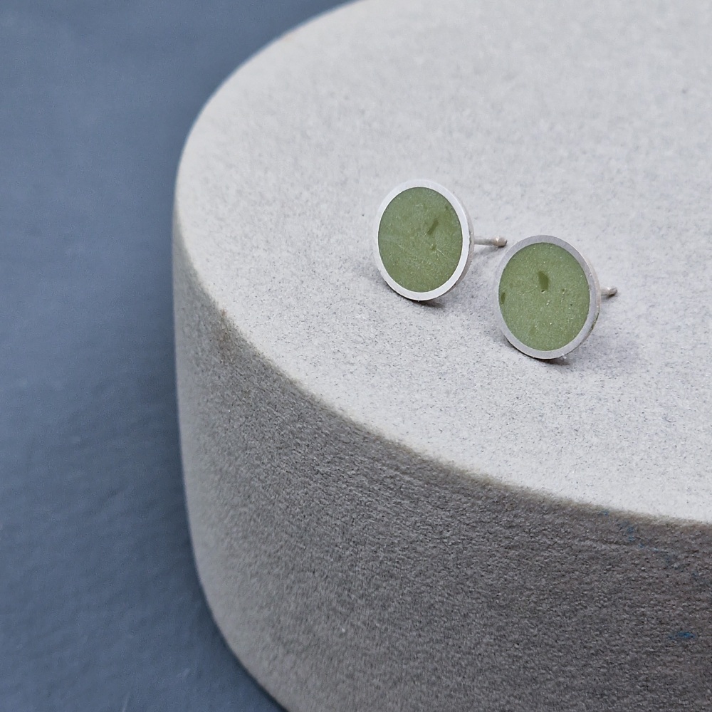 Colour Dot Studs - Large - Olive