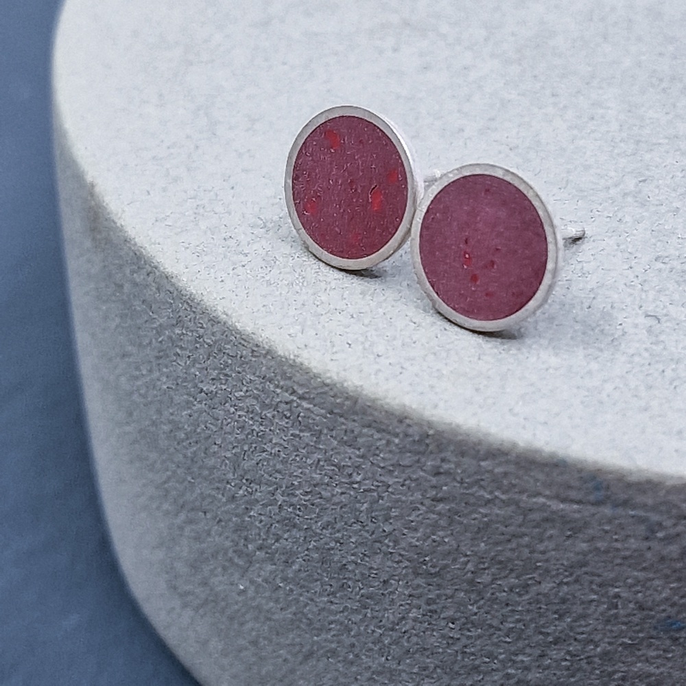 Colour Dot Studs - Large - Burgundy