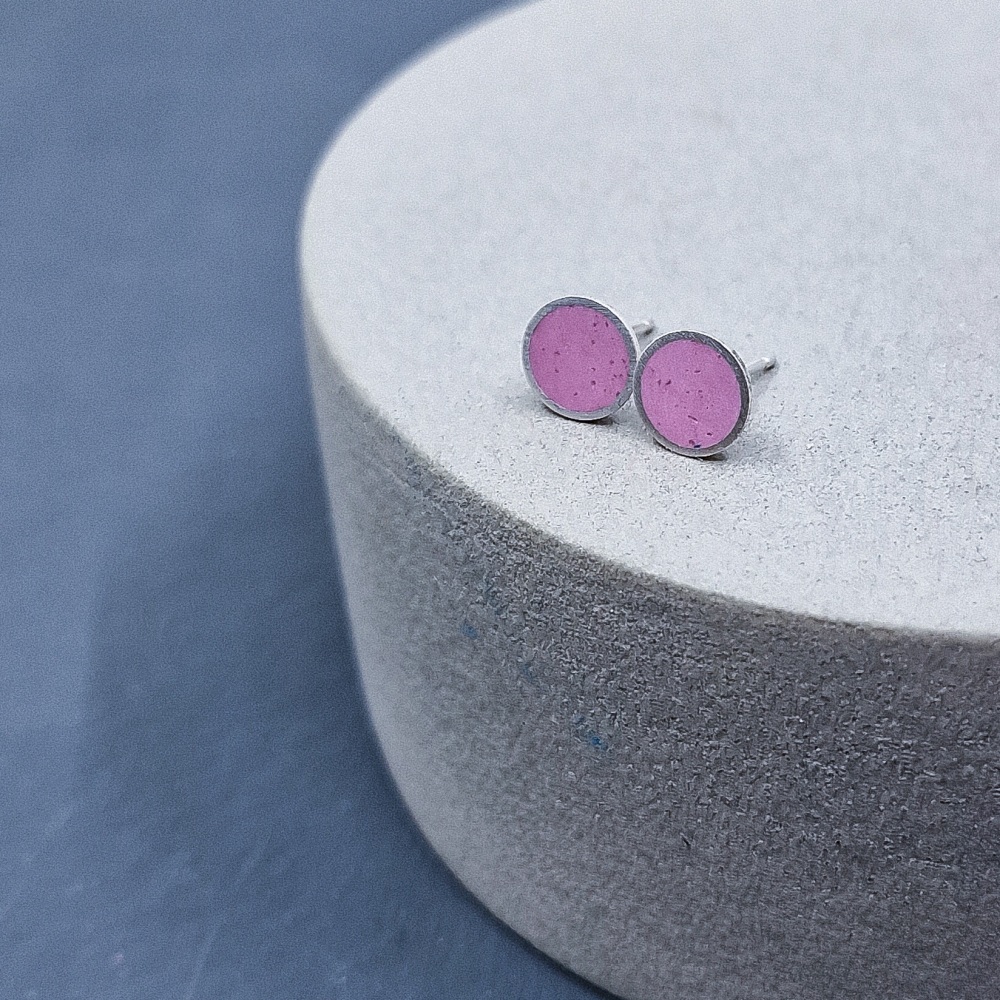 Colour Dot Studs - Medium Raspberry Pink