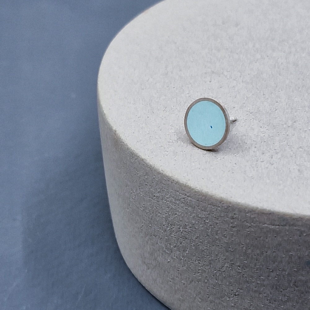 Colour Dot Stud - Solo Large Light Turquoise