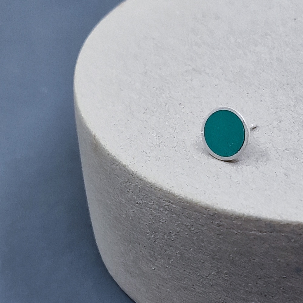 Colour Dot Stud - Solo Large Teal Green