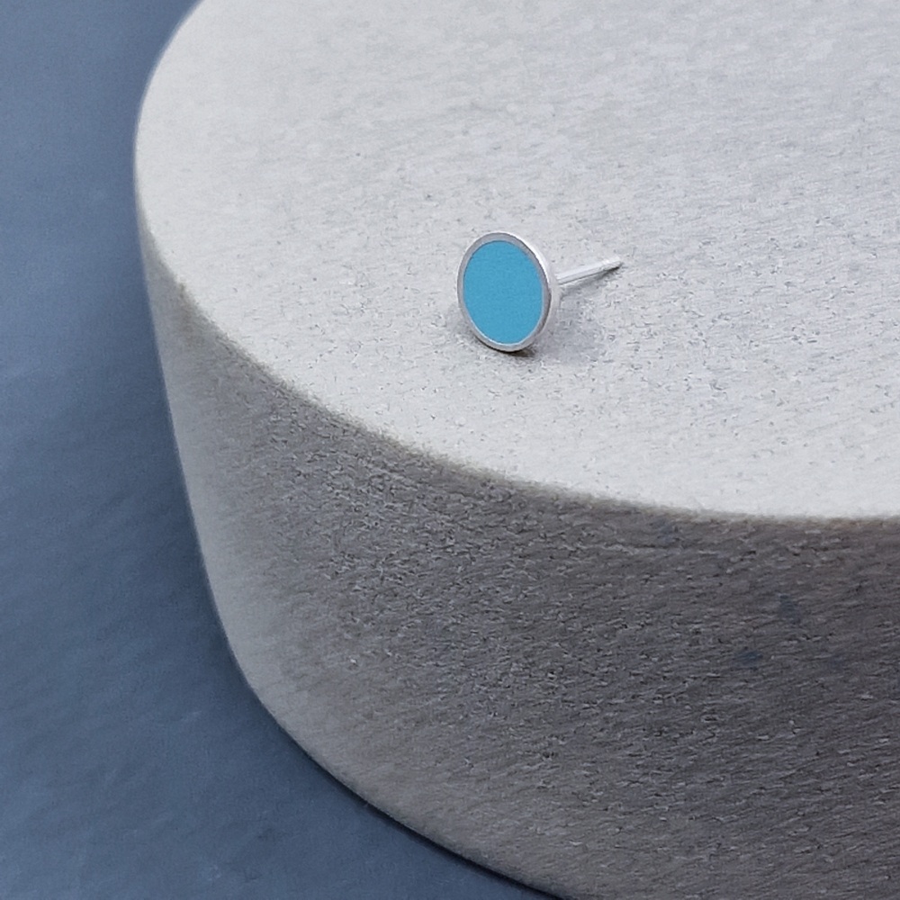 Colour Dot Stud - Solo Medium Turquoise