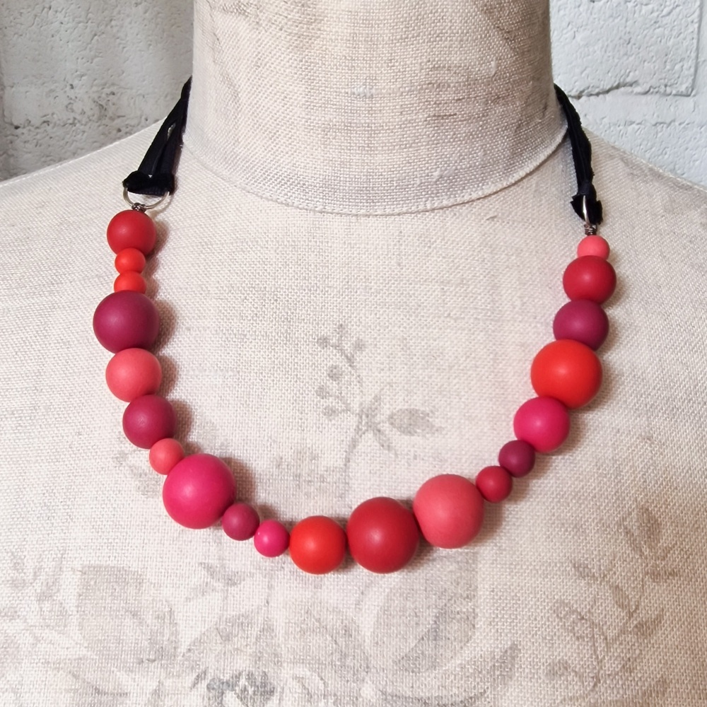 Random Bead Necklace in Shades of Red