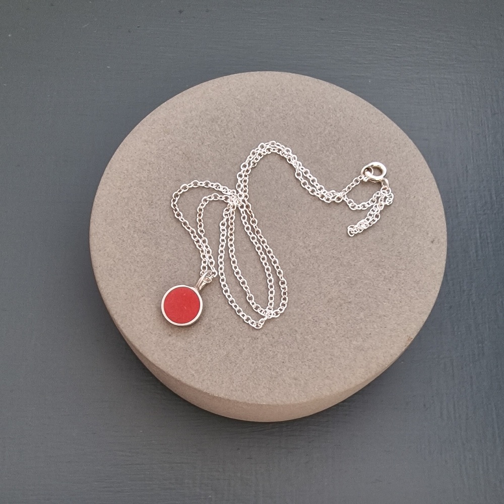 Colour Dot Large Circle Pendant Red