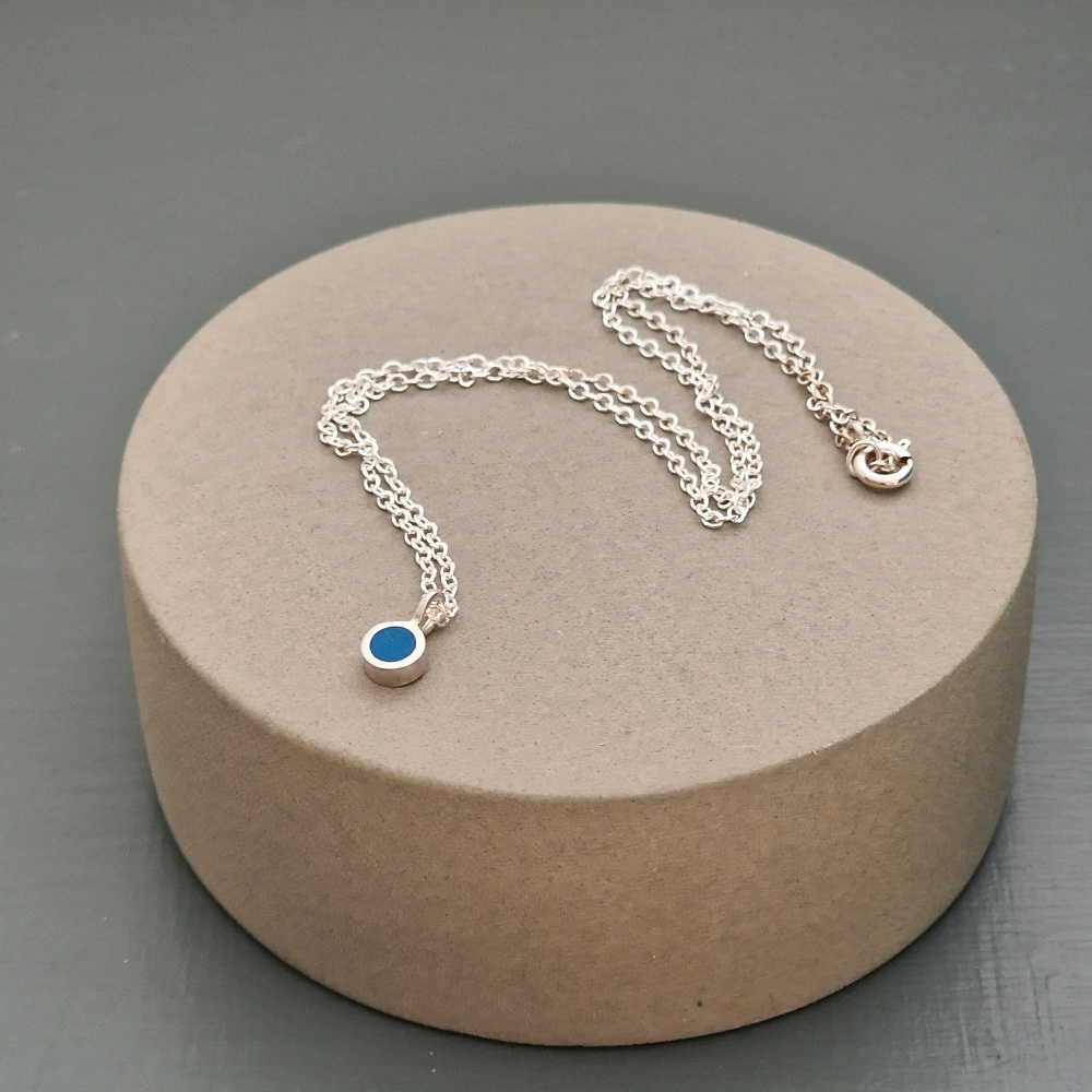 Colour Dot Small Circle Pendant Blue